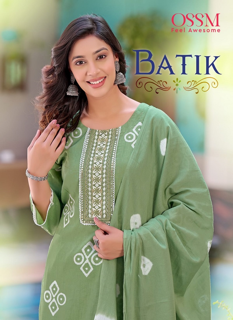 Batik By Ossm Premium Cotton Batik Printed Kurti With Bottom Dupatta