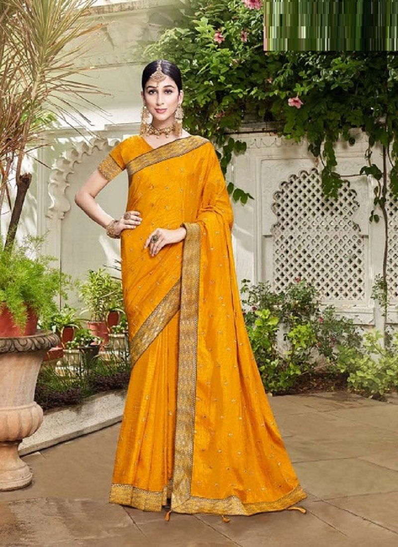 Kalista Aarushi Fancy Casual Wear Vichitra Silk Heavy Border Saree