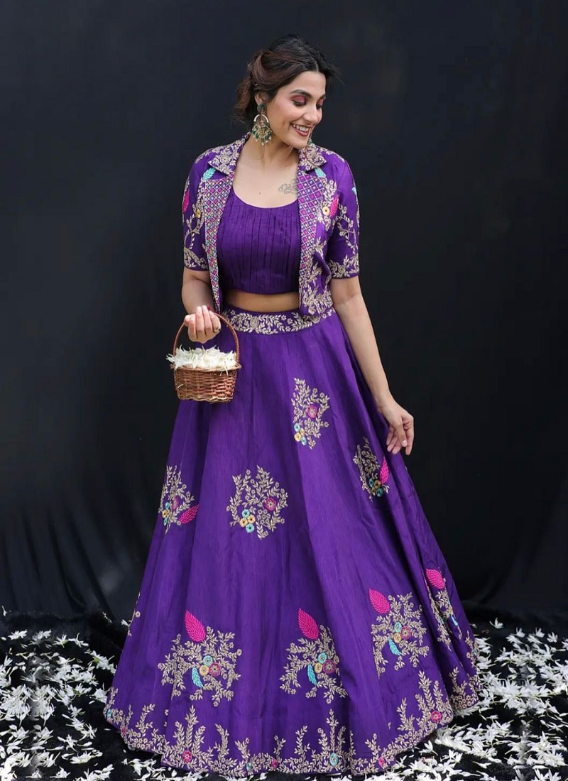 Blue Elegant Heavy Designer Work Jacket Style Anarkali Lehenga Choli -  Indian Heavy Anarkali Lehenga Gowns Sharara Sarees Pakistani Dresses in  USA/UK/Canada/UAE - IndiaBoulevard