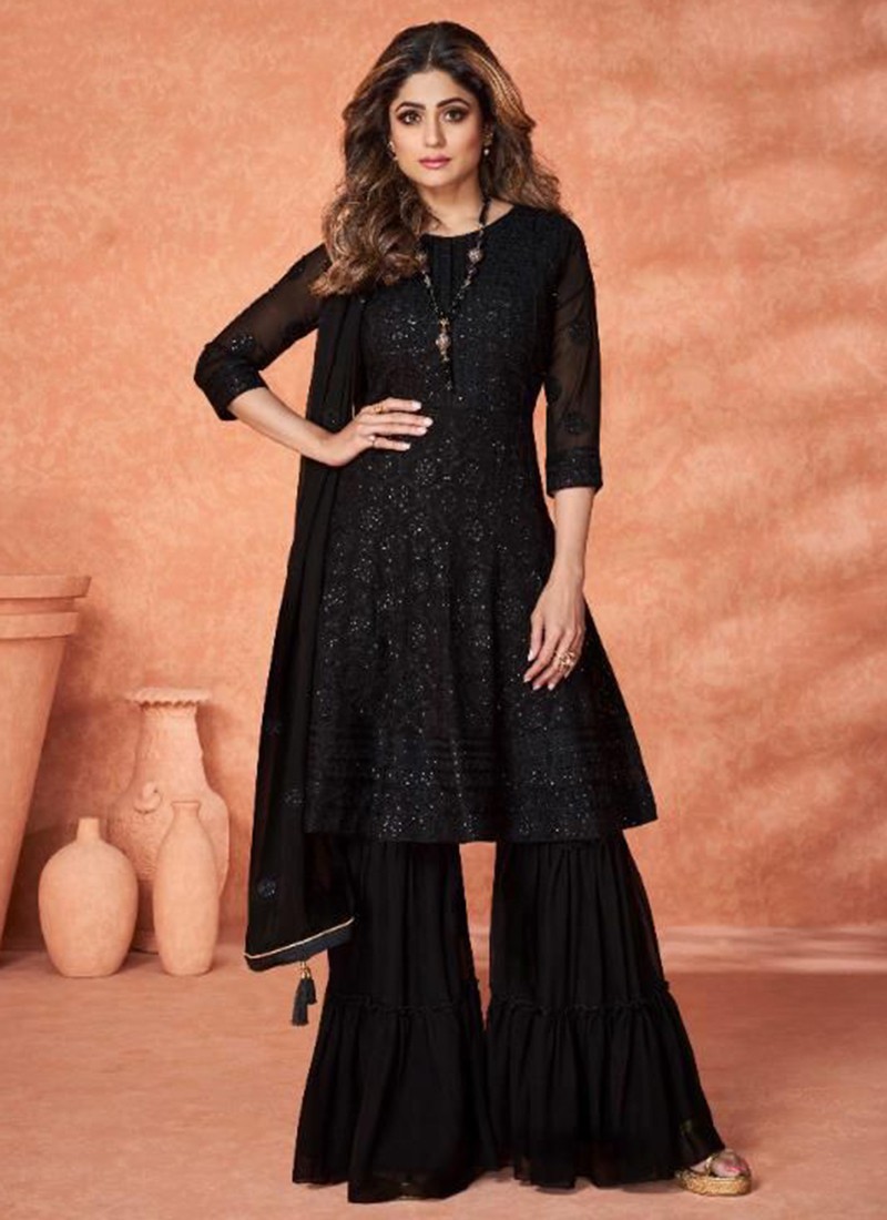 Buy Black Golden Designer Gharara Suit In USA, UK, Canada, Australia,  Newzeland online | Beautiful pakistani dresses, Salwar dress, Utsav fashion