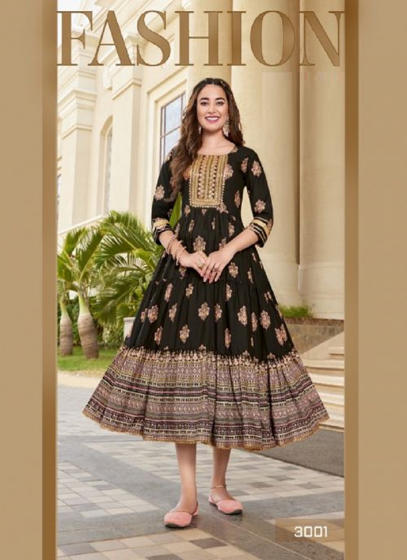 Designer Long Gown Kurti at Rs 650 | Dhoti style kurti in Surat | ID:  24288395473