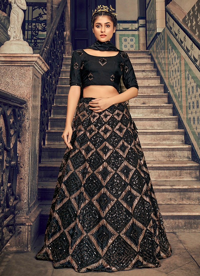 Black - Organza - Lehenga Choli Online in Latest and Trendy Designs at  Utsav Fashion