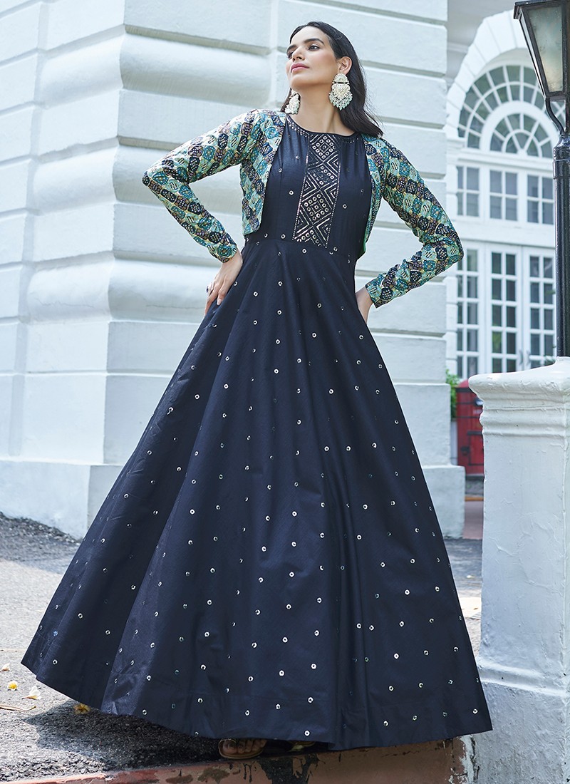Buy Designer Yellow Foil Work Georgette Anarkali Gown for Haldi  Bridal  Ethnic