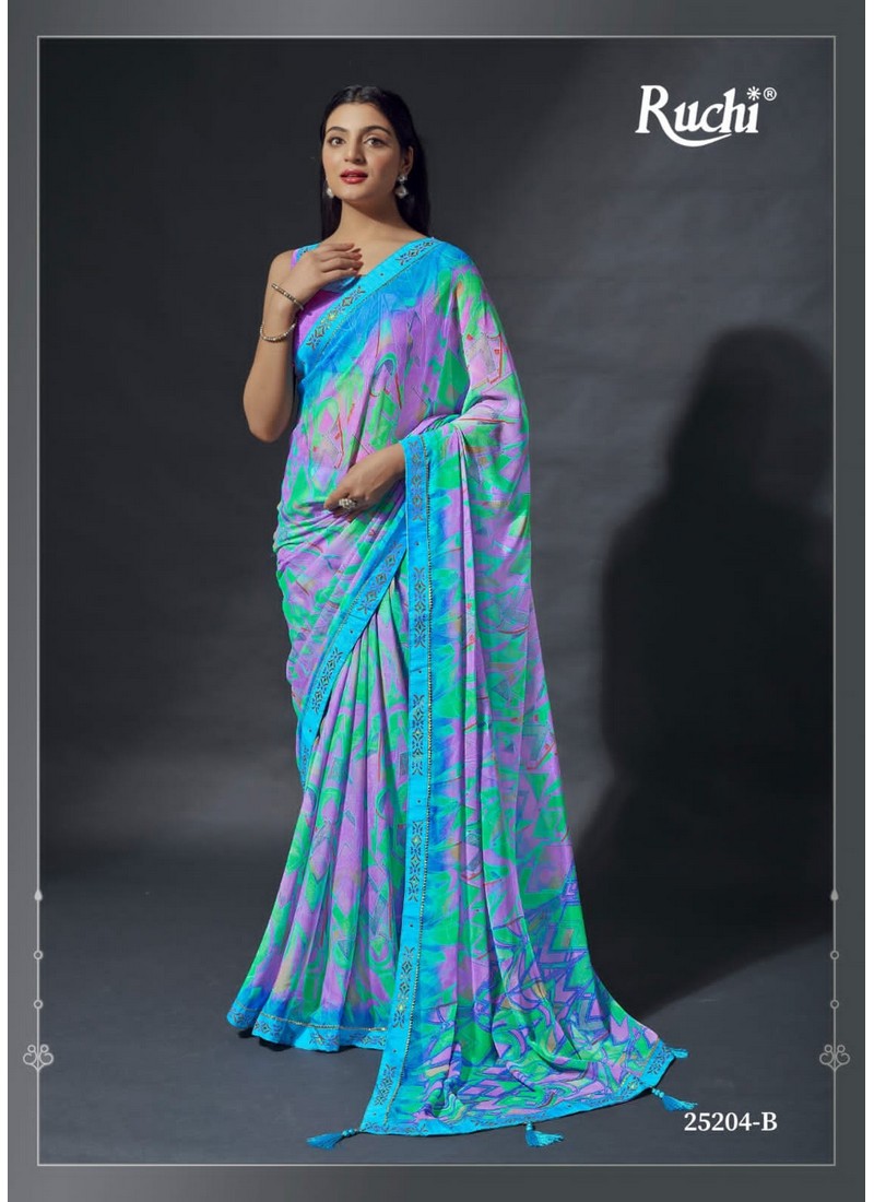 Dark Green Color Chiffon Fabric Daily Wear Saree | Chiffon fabric, Saree,  Print chiffon