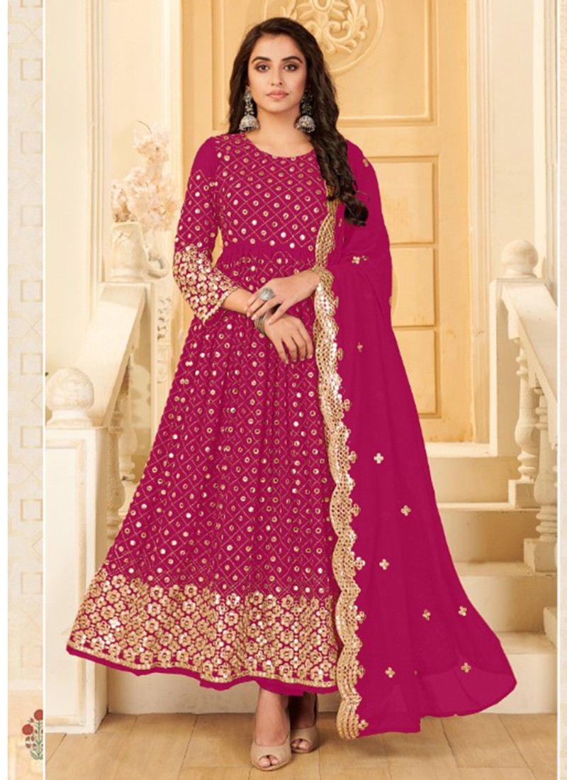 Baby Pink Anarkali Style Salwar Suit  Maharani