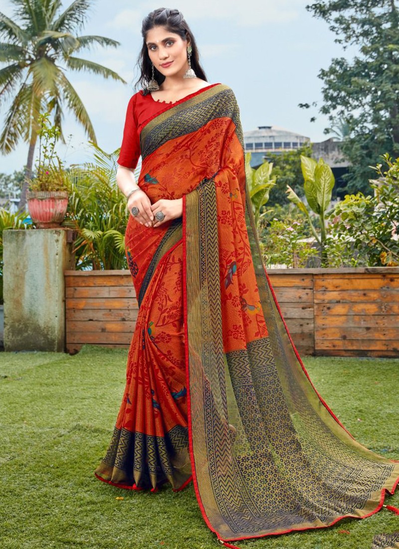 Buy Women's Rajasthani Jaipuri Nazneen Chiffon Saree with Blouse (Dark  Pink) at Amazon.in