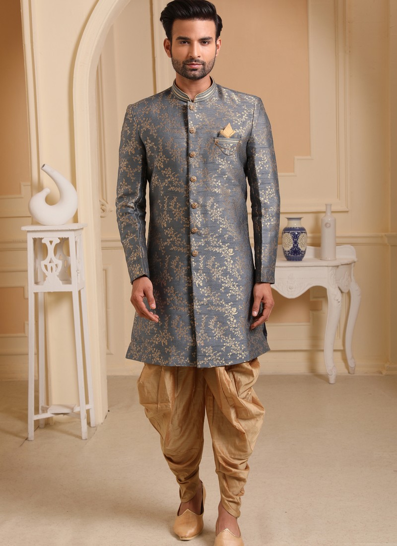 Gray%20Archies%20Traditional%20Jacquard%20Silk%20Digital%20Print%20Party%20Wear%20Indo%20Western%20Mens%20Collection%209205