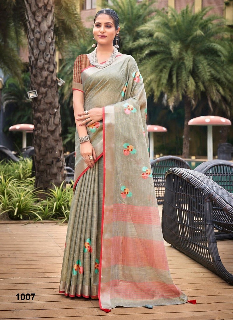 Discover Bunawat Lilan Queen Fancy Linen Cotton Saree Collection At  Wholesale Rate