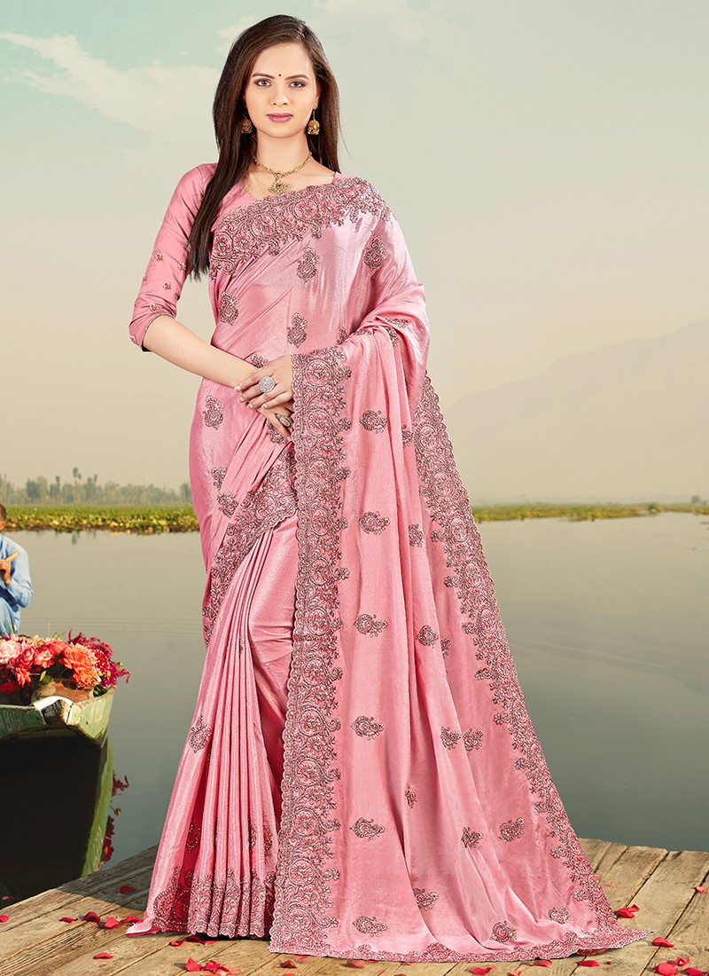 FIRSTCRY Designer Fancy Party Wear Chinon Heavy Resham Embroidery With Stone  Work Saree Collection - The Ethnic World