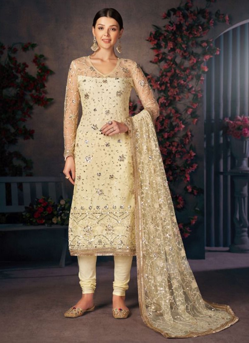 Buy Cream Salwar Kameez  Online Indian Wedding Cream Salwar Kameez