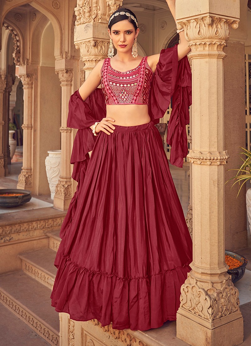 Party Wear Maroon Color Soft Art Silk Lehenga Choli Dupatta For Women –  TheDesignerSaree