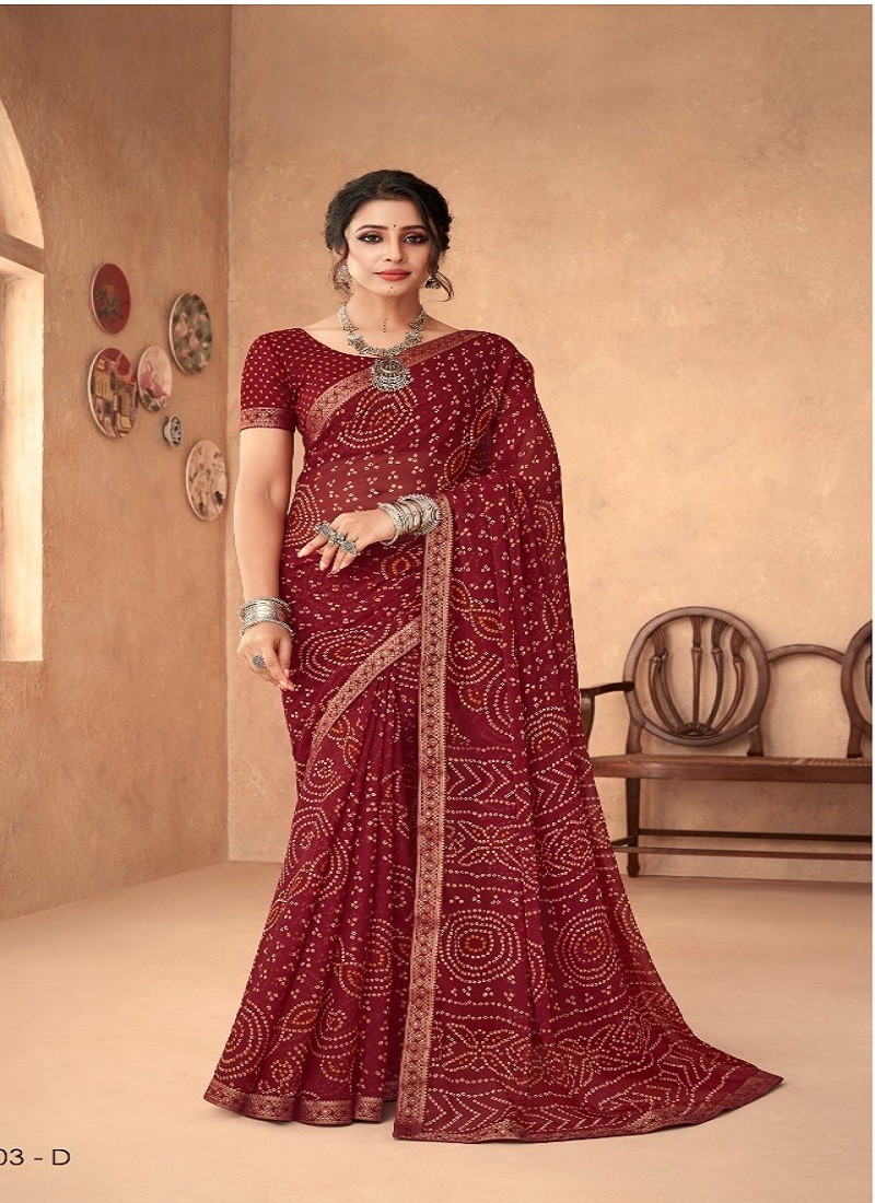 Buy Maroon Faux Chiffon Zari Saree Festive Wear Online at Best Price |  Cbazaar