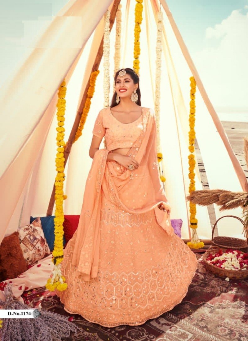 Buy Online Peach Color Designer Lehenga Choli : 112094 - Lehenga Choli