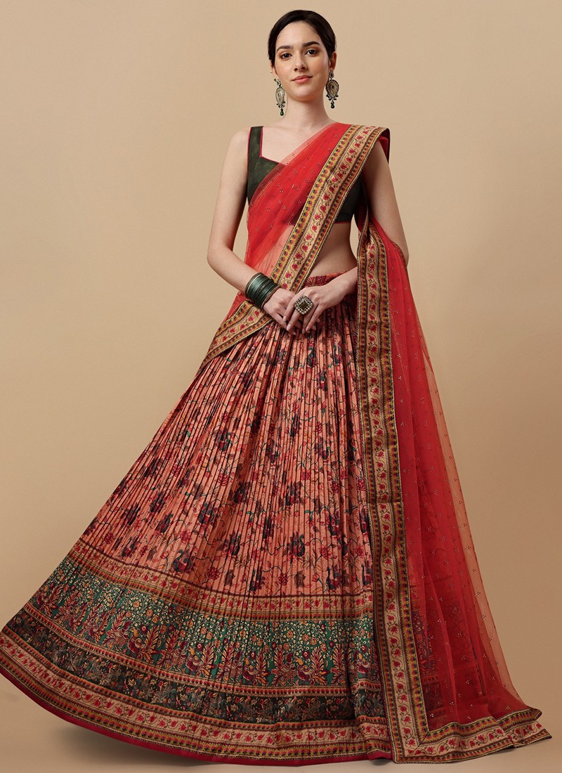Peach And Red Colour Kalamkari Lehenga Exclusive Wear Wholesale Designer Lehenga Catalog 1510 - The Ethnic World