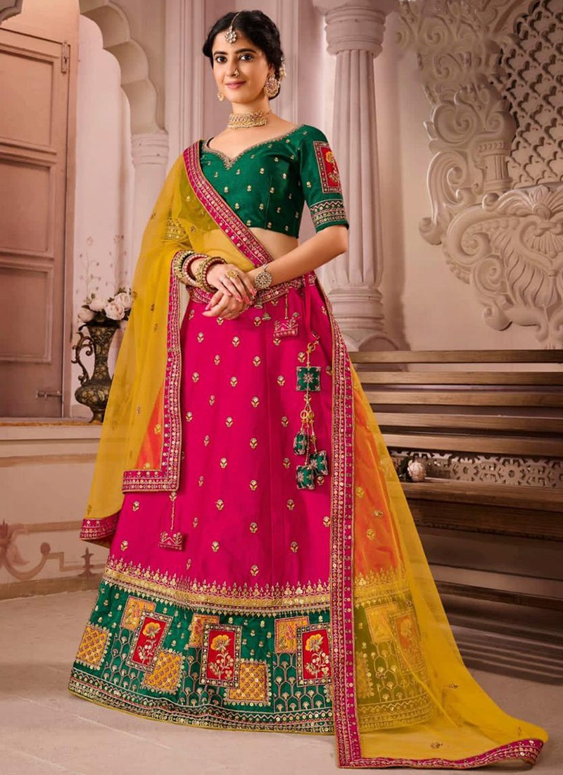 Pink & Yellow Stripes Lehenga Choli – www.soosi.co.in