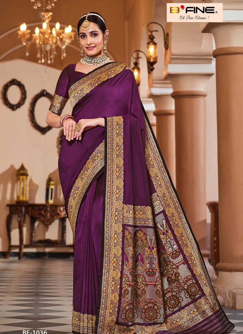 New Designer Embroidered Purple Colour Saree for Wedding