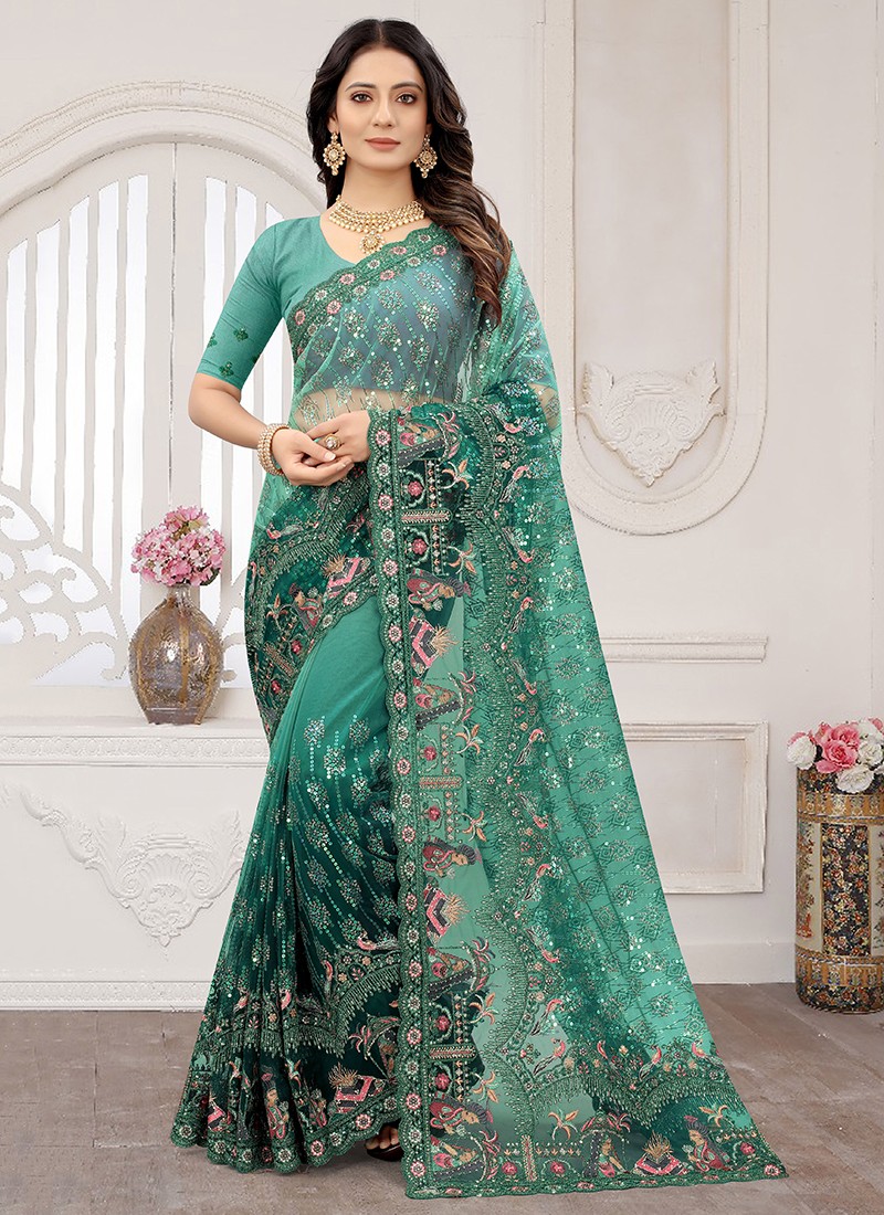 Buy Online In India | Green Sequin and Thread work saree | Label Shaurya  Sanadhya