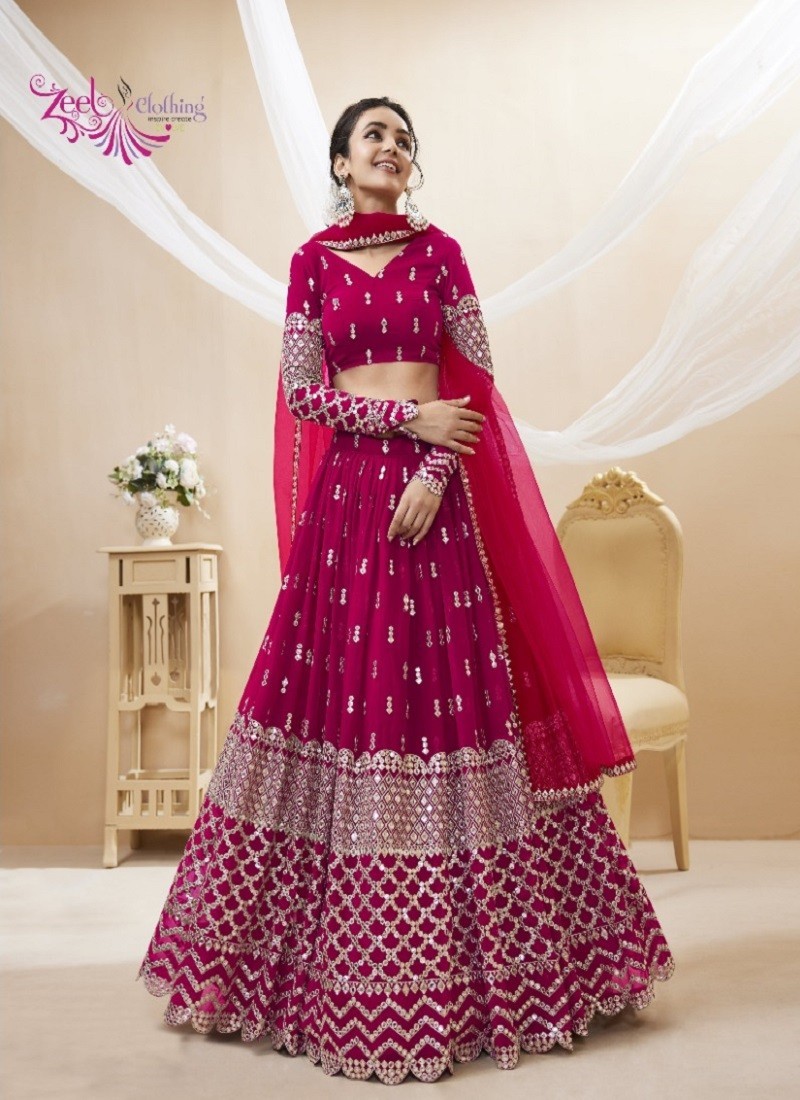Buy Rani Pink Color Pure Silk Fabric Lehenga Choli For Bride Online -  LEHV2679 | Appelle Fashion