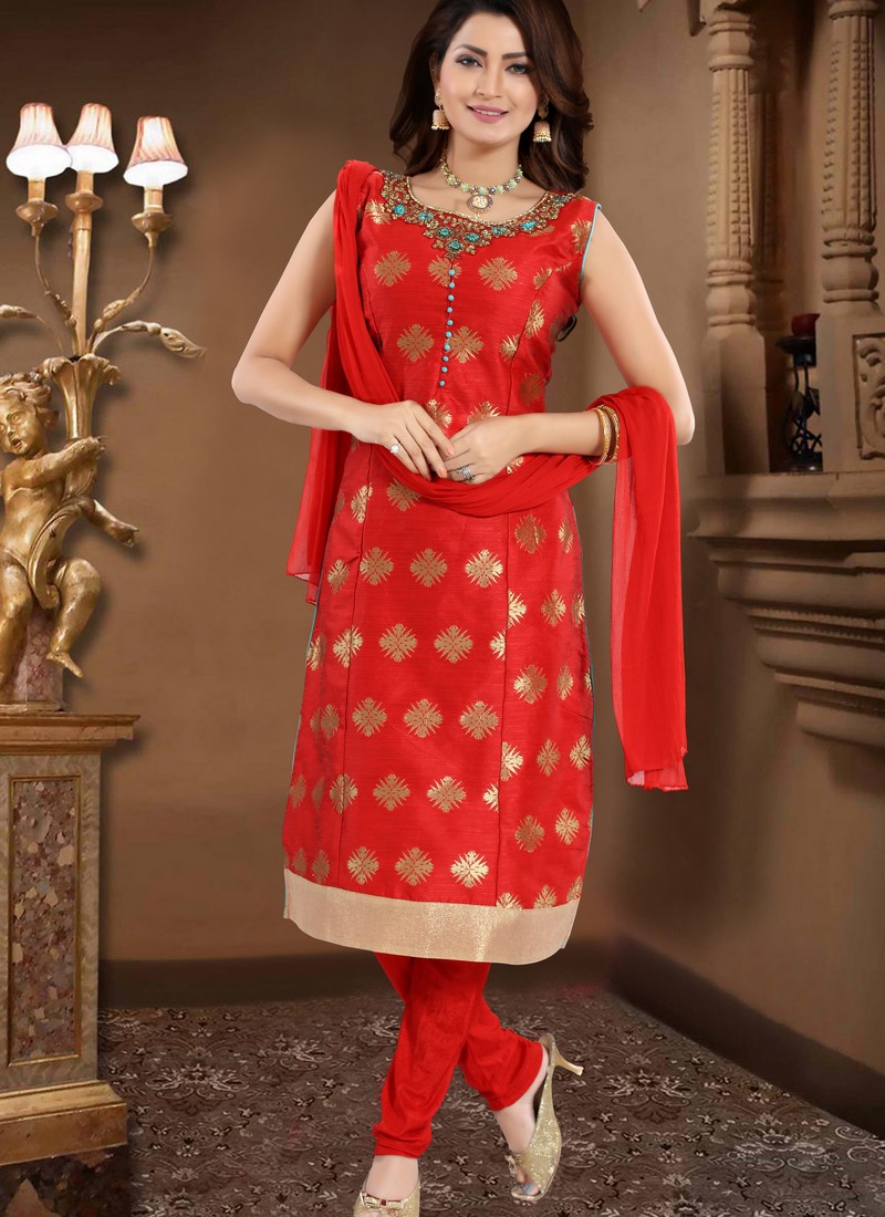 red colour ladies suit