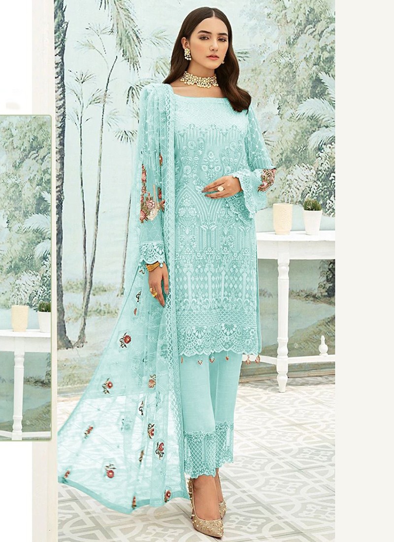 Sky Blue Colour R 501 NX Heavy Georgette New Exclusive Wear Pakistani  Salwar Kameez Collection R-501-B - The Ethnic World