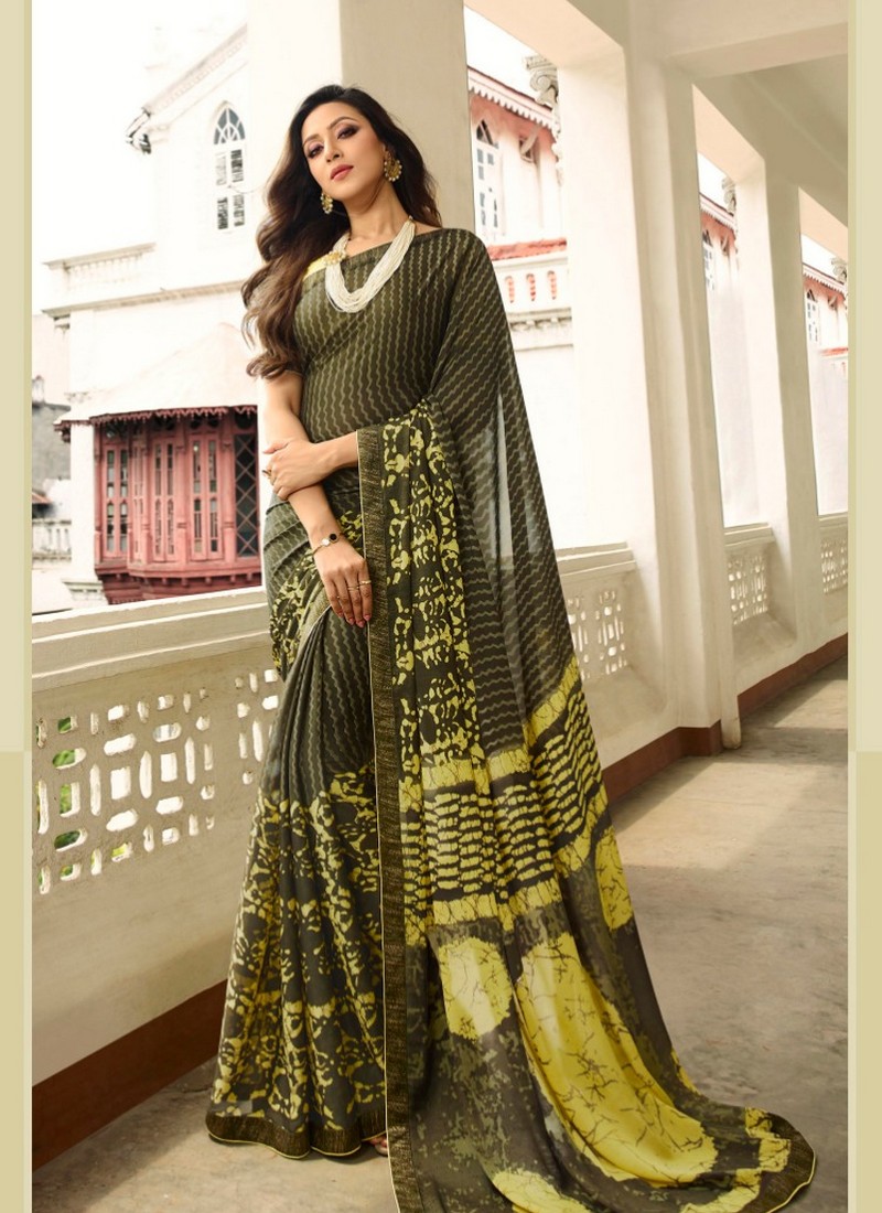 Mustard and Black Color Rangoli Silk Ready to Wear Saree - Rashya Coll –  YellowFashion.in