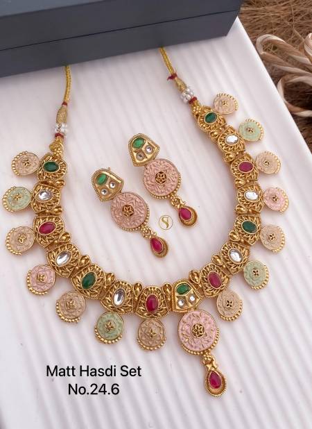 02 Matte Fancy Designer Hasadi Set Necklace Wholesale Price In Surat
