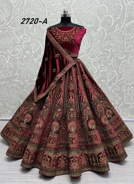 2720 A  and 2720 B by Anjani Art Heavy Velvet Embroidery Bridal Lehenga Choli Suppliers In India