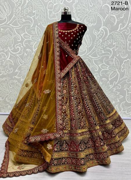 2721 By Anjani Art Heavy Velvet Embroidery Bridal Lehenga Choli Exporters In India