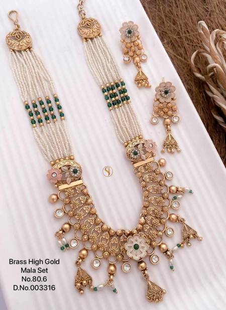 4 Brass High Gold Mala Set Bridal Jewellery Wholesale Price In Surat
