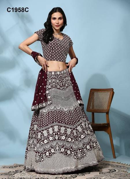 Amoha C1958 A To C1958 C Wedding Georgette Embroidery Readymade Lehenga Choli Exporters In India