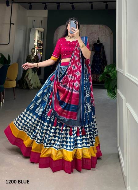 Morni By Aawiya Tussar Silk Foil Printed Navratri Lehenga Choli Orders In India