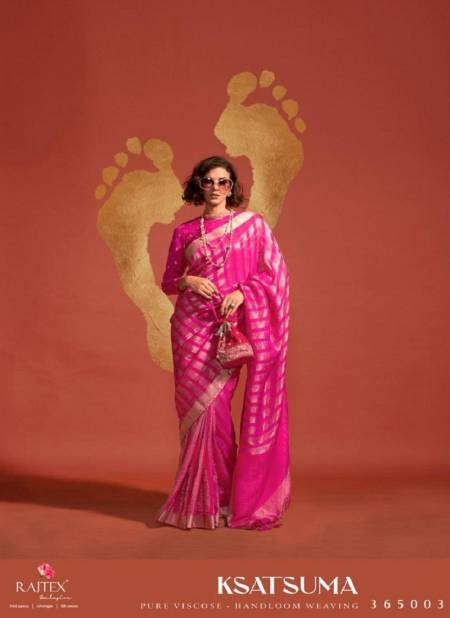 Ksatusma 365000 By Rajtex Pure Viscose Handloom Weaving Silk Saree Wholesale In India