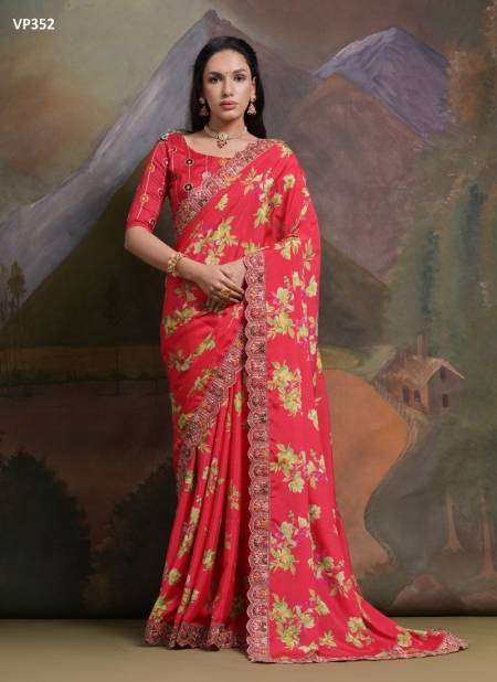 Myra By Fashion Berry Chinon Floral Printed Saree Wholesale Shop In Surat