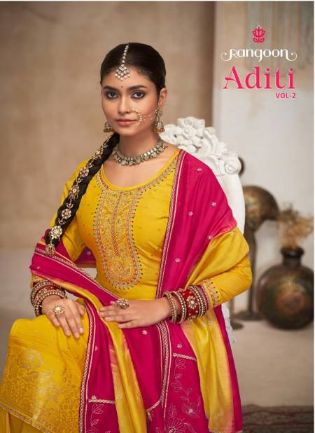 Aditi Vol 2 By Rangoon Viscose Jacquard Embroidery Readymade Suits Wholesale Price In Surat