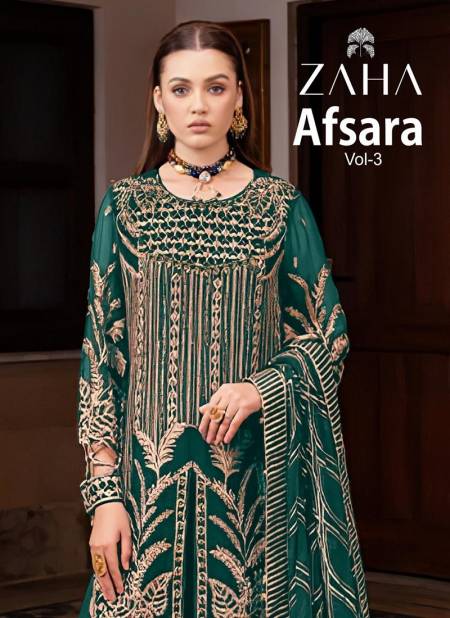 Afsara Vol 3 By Zaha Faux Georgette Pakistani Suits Wholesale Market In Surat
