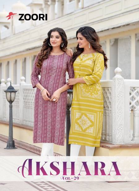 Akshara Vol 29 By Zoori Rayon Printed Kurtis Wholesale Shop In Surat