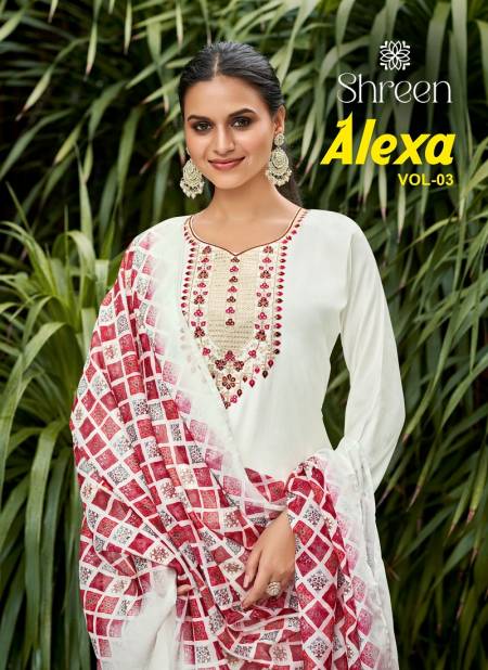 Alexa Vol 3 By Shreen Roman Silk Designer Kurti With Bottom Dupatta Wholesale Shop In Surat