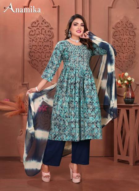 Anamika Vol 3 By Fashion Talk Rayon Procian Printed Kurti Bottom With Dupatta Wholesalers In Delhi
