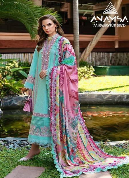 Anamsa 524 Jam Cotton Embroidery Pakistani Suit Suppliers In India