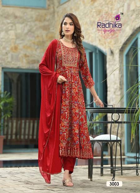 Anarkali Vol 3 By Radhika Rayon Embroidery Kurti With Bottom Dupatta Wholesale Online
