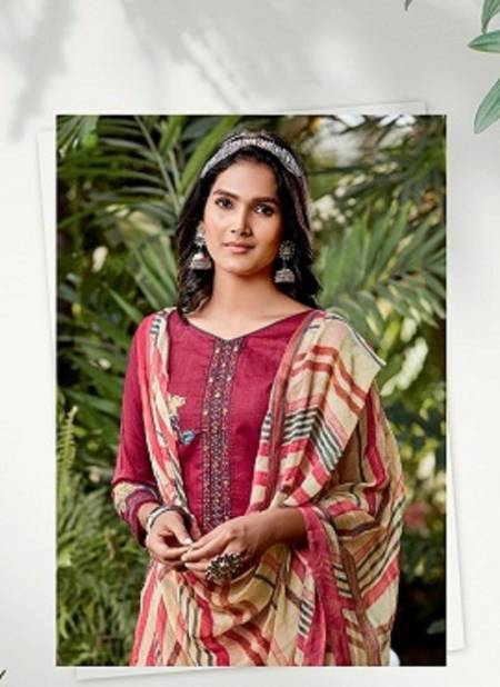 Anita Kesariya Raazi Casual Wear Pure cambric Digital Print with neck embroidery Mirror work Designer Dress Material Collection
