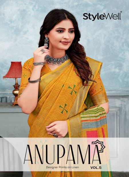 Anupama Vol 5 By Stylewell Linan Printed Sarees Wholesale Suppliers In Surat