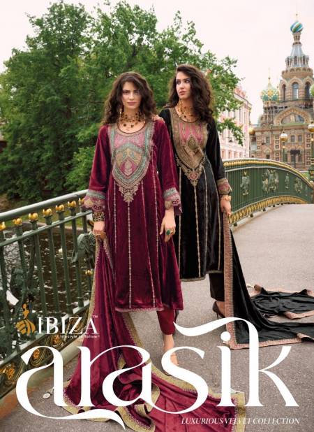 Arasik By Ibiza Embroidery Viscose Velvet Salwar Kameez Wholesale Price In Surat