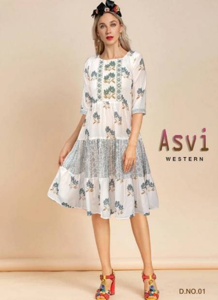 Asvi Arya Mirror Thread Work Muslin Tunic Style Kurti Wholesale Price In Surat