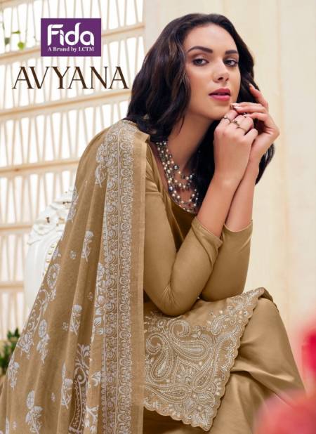 Avyana By Fida Embroidery Cotton Satin Dress Material Wholesale Clothing Suppliers In India