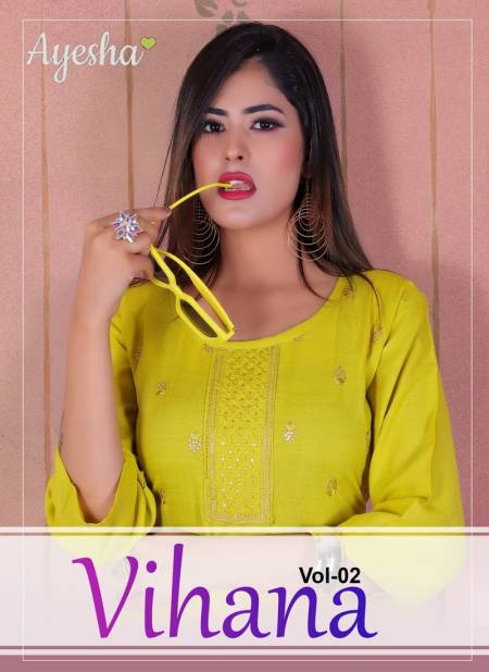 Ayesha Vihana 2 Latest Fancy Regular Casual Wear Rayon Designer Kurtis Collection
