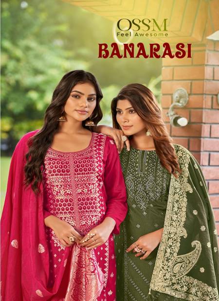 Banarasi By Ossm Viscose Dola Silk Designer Kurti With Bottom Dupatta Wholesale Online