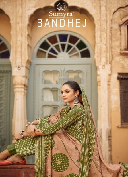 Bandhej By Radhika Sumyra Printed Pashmina Dress Material Suppliers In India
