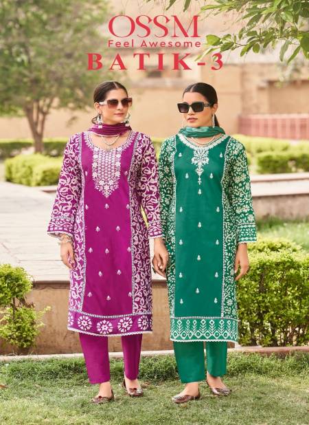 Batik Vol 3 By Ossm Premium Chanderi Batik Printed Kurti With Bottom Dupatta Wholesale Online