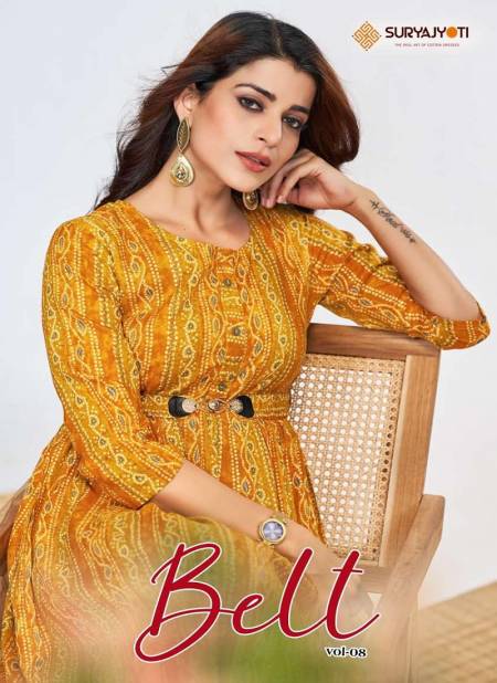 Belt Vol 8 By Suryajyoti Rayon Printed Designer Kurti Suppliers In India
